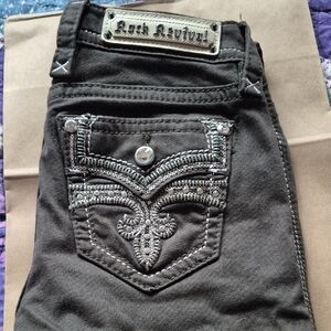 Rock Revival Women's Charcoal Jeans with Silver Accents